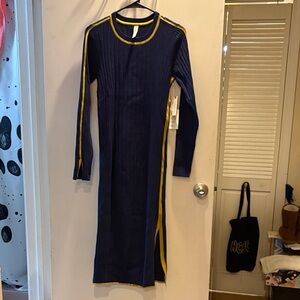 Anthropologie Navy and Yellow Knit Dress brand new